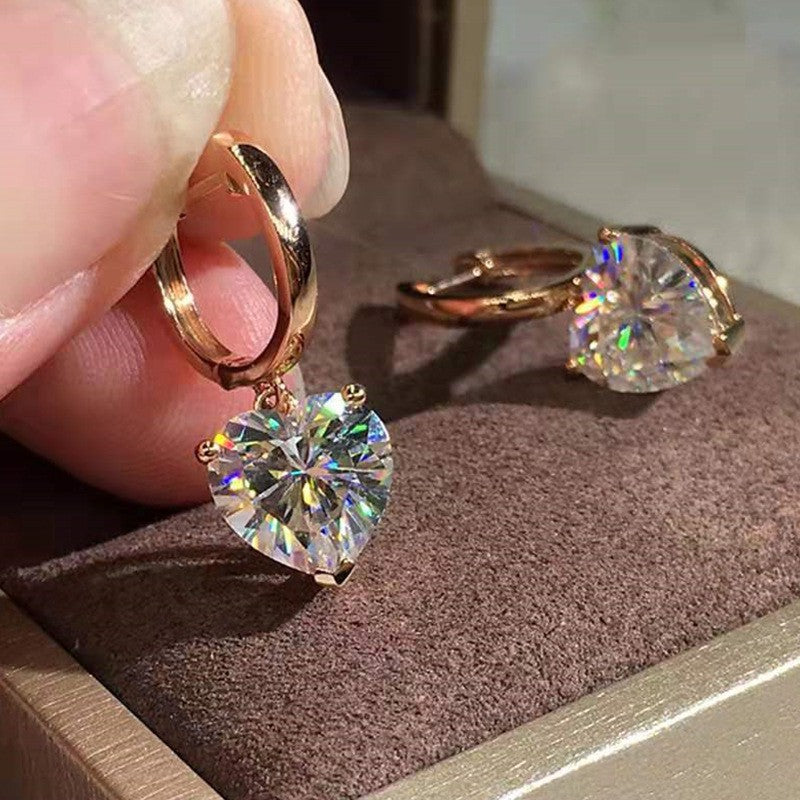 Round Zircon With Diamond Popular Engagement Earrings