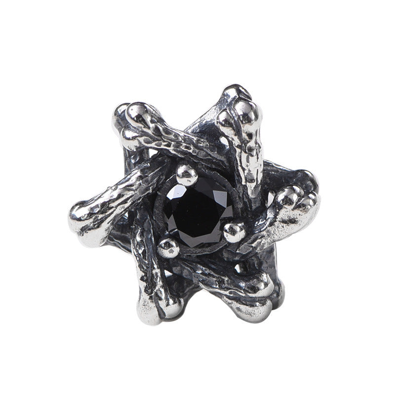 Men's Trendy Six-pointed Star Black Retro Earrings