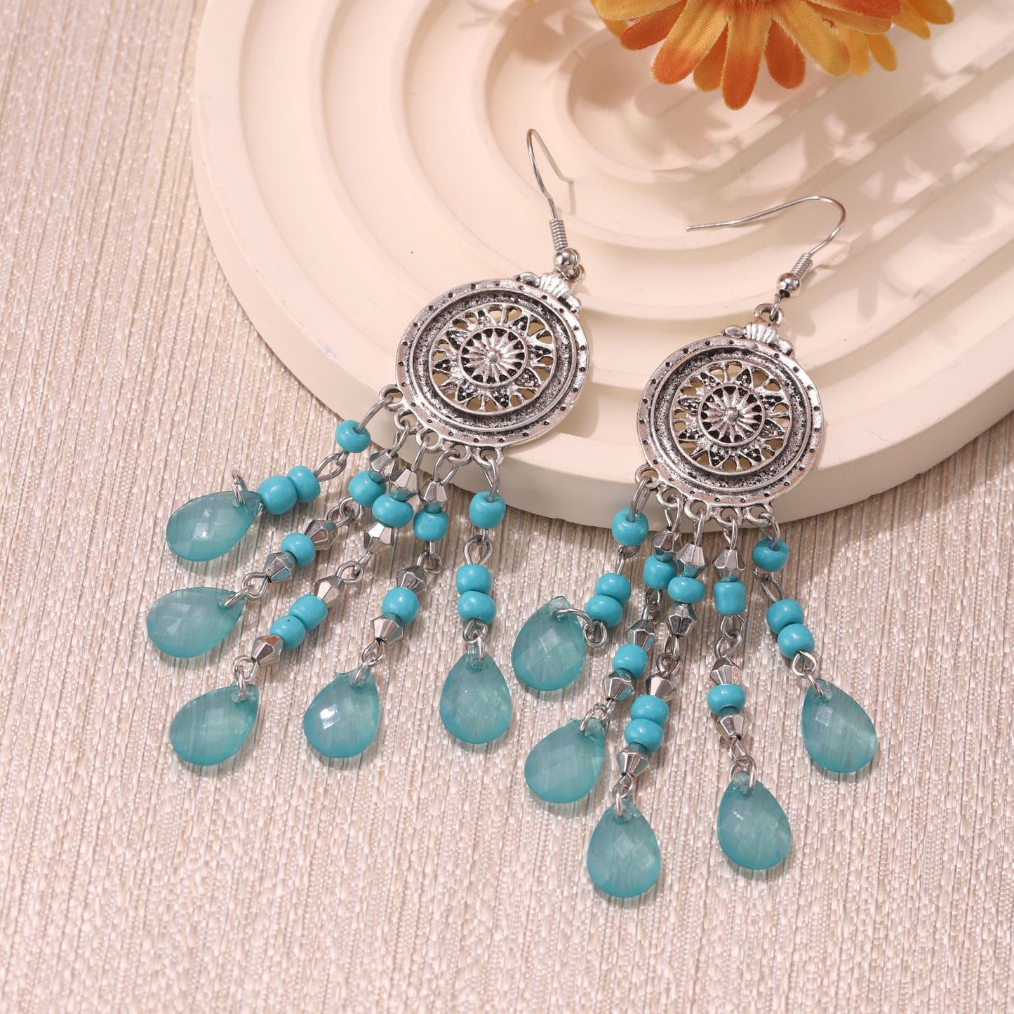 Bohemian Water Drop Ethnic Style Tassel Earrings