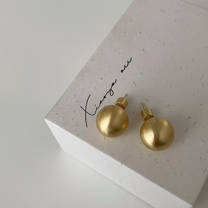 Women's Niche Design Brushed Metal Ball Personality Earrings