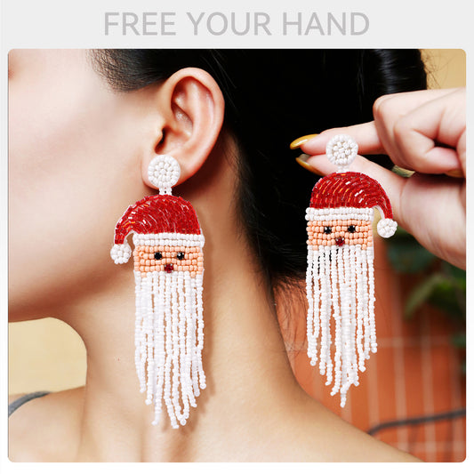 Ear Handmade Beaded Christmas Old Man Earrings