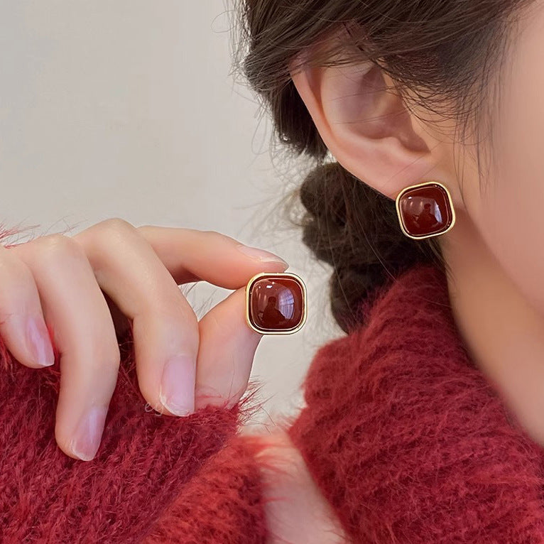 Women's Retro Style Red For Elegant Graceful Earrings