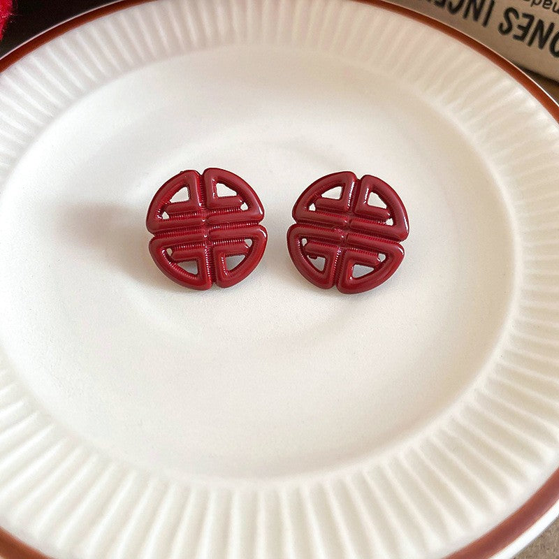 Red Dripping Oil Love Heart Minority Fashion Temperament Earrings