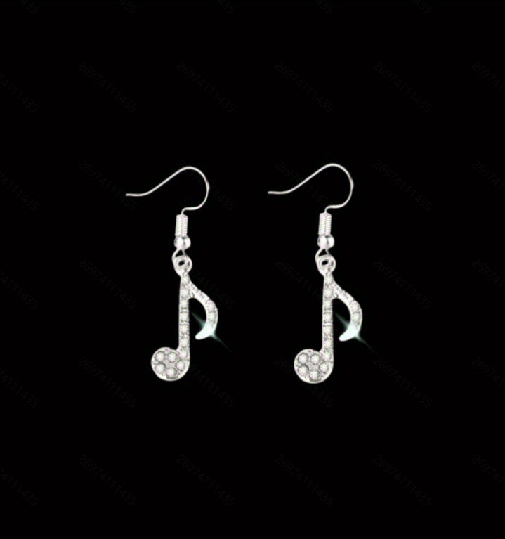 Note Temperament Female Asymmetric Shining Personality Earrings