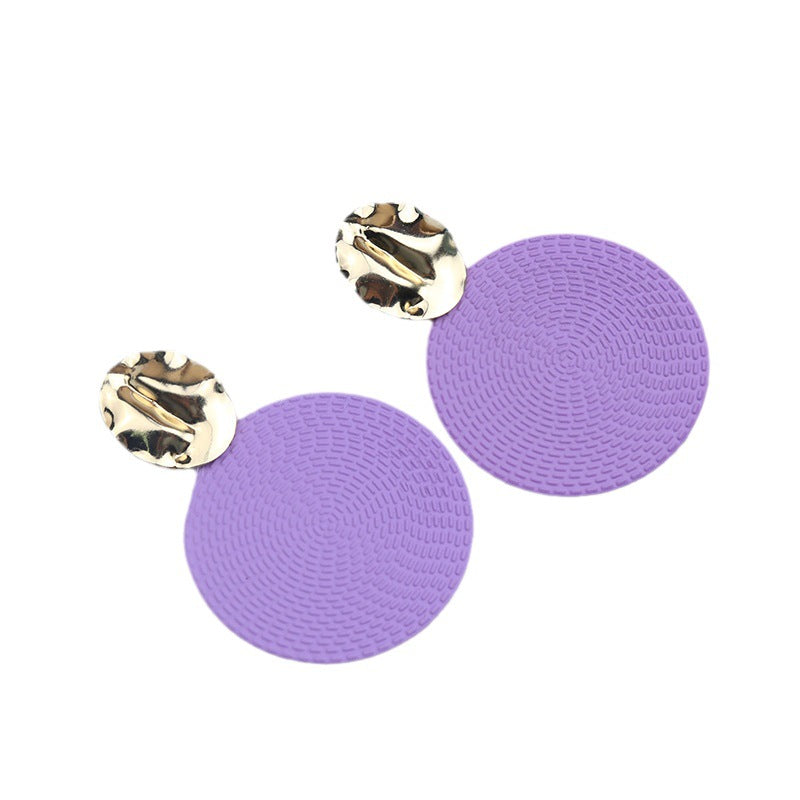 Women's Style Diameter Big Round Slice Spray Paint Exaggerated Popular Earrings