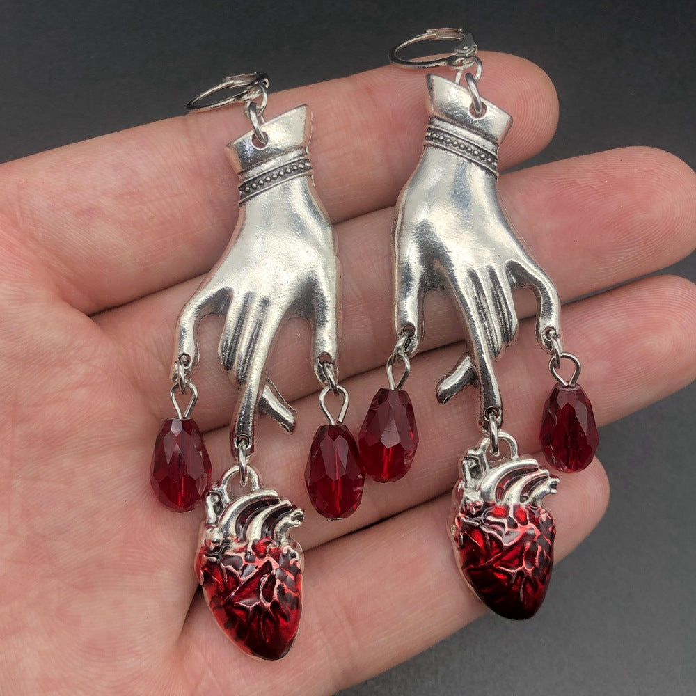 Vintage Water Drop Ruby Hand Fashion Earrings