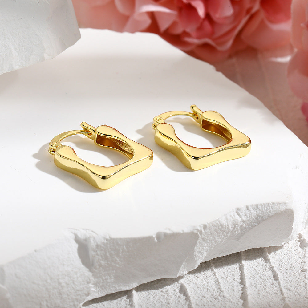 Simple Glossy Square Ear Clip Niche Unique Design Earrings