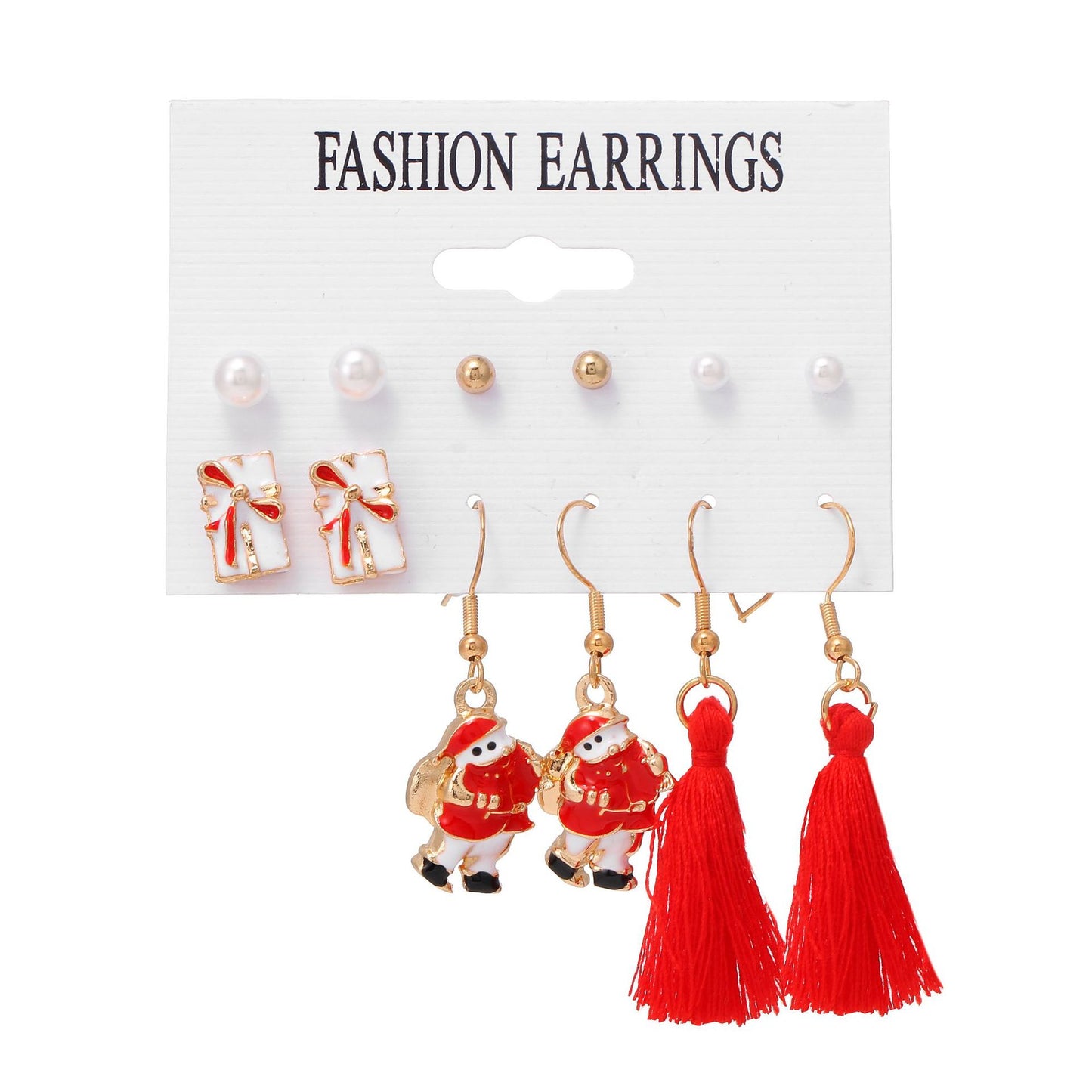 Christmas Combination Cute Exquisite Santa Claus Earrings