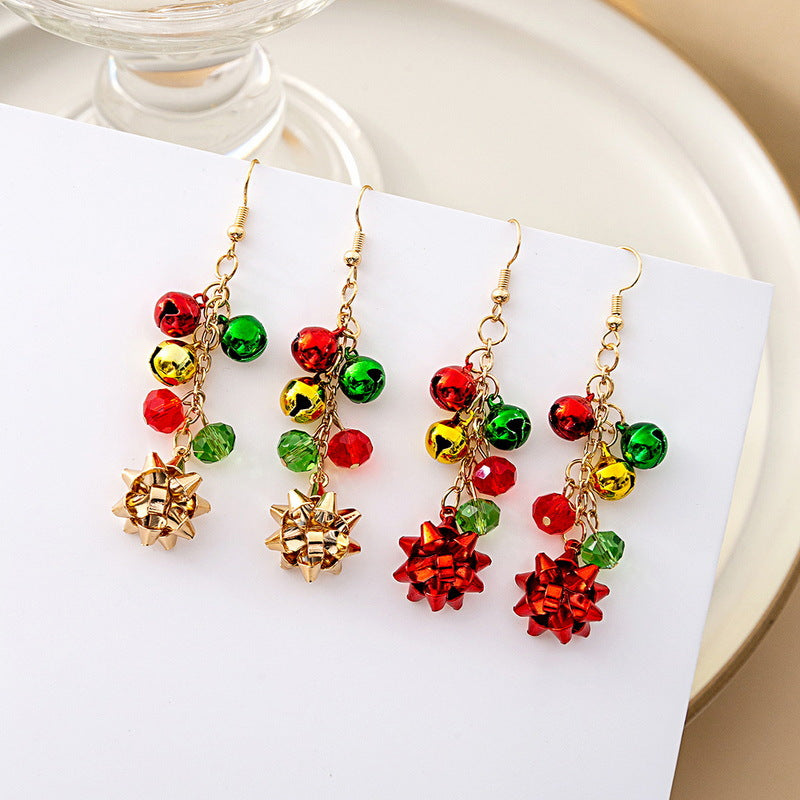 Red Green Snowflake Flower Creative Simple Earrings