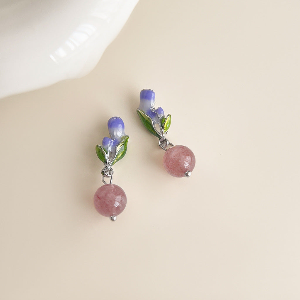 Women's Enamel Glaze Flowers Fresh Sweet Design Sense Earrings