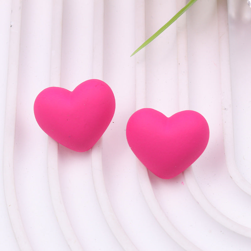 Women's Summer Simple Colorful Peach Heart Acrylic Rings