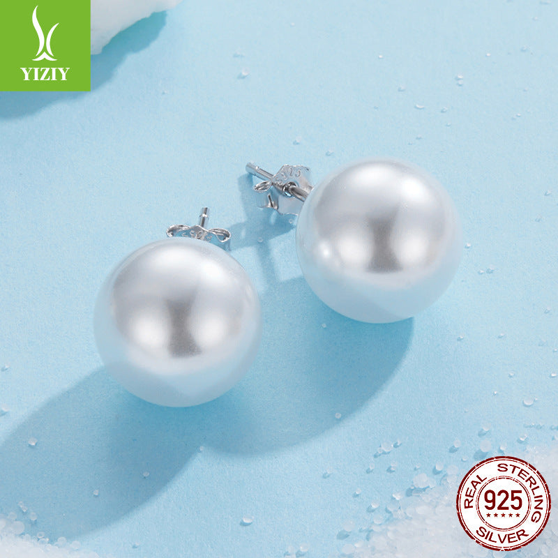 Women's Sier Simple Classic Shell Pearl Ear Earrings