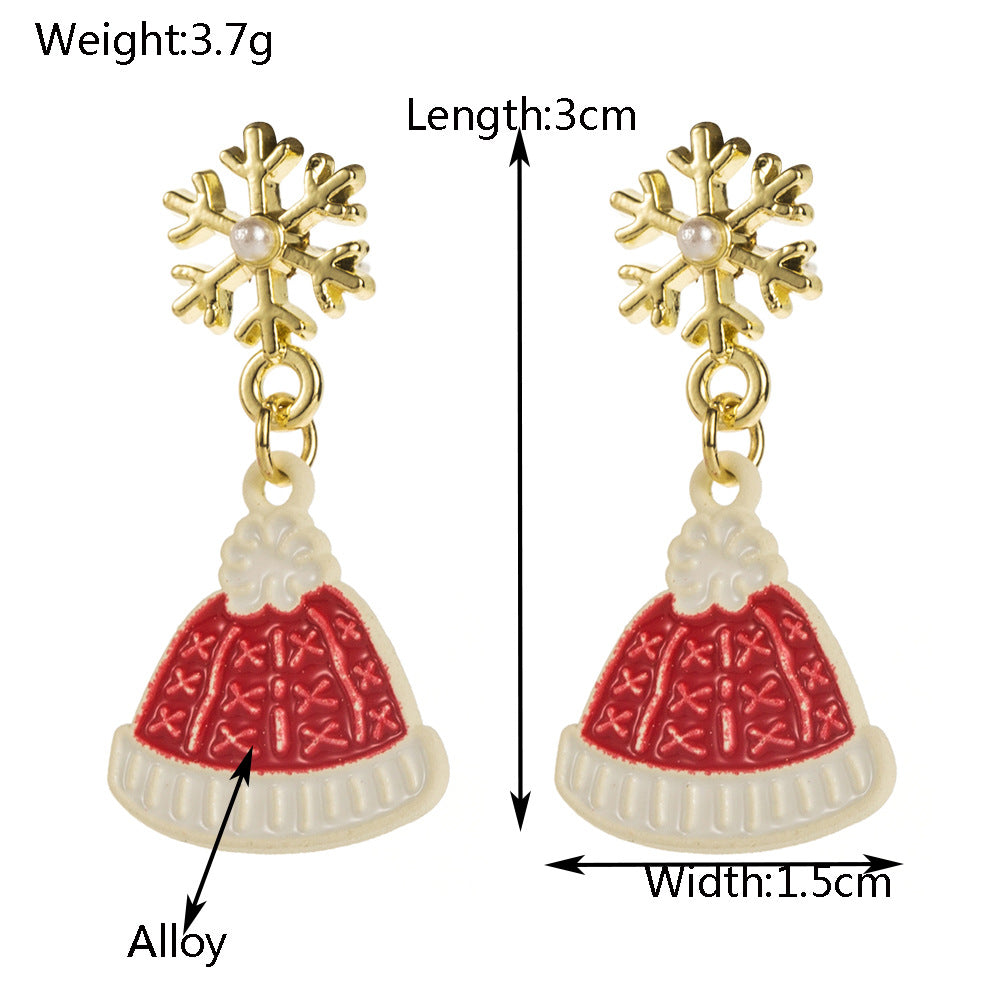 Women's Christmas Series Sier Pin Personalized Santa Claus Hat Earrings