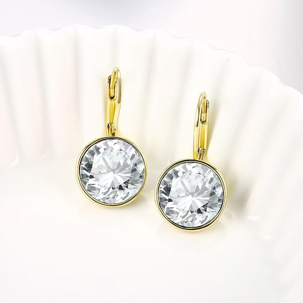 Women's Copper Round Rhinestone Simple Jewelry Earrings