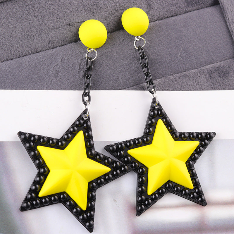 Women's Long Three-dimensional Five-pointed Star Acrylic Party Earrings