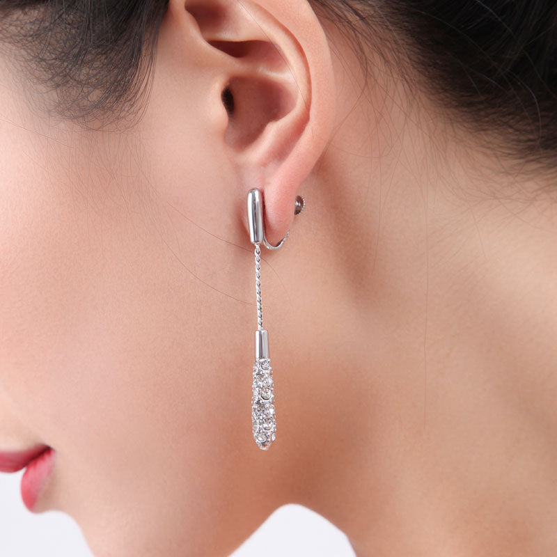 Women's Without Pierced Temperament Sier Long Painless Super Earrings