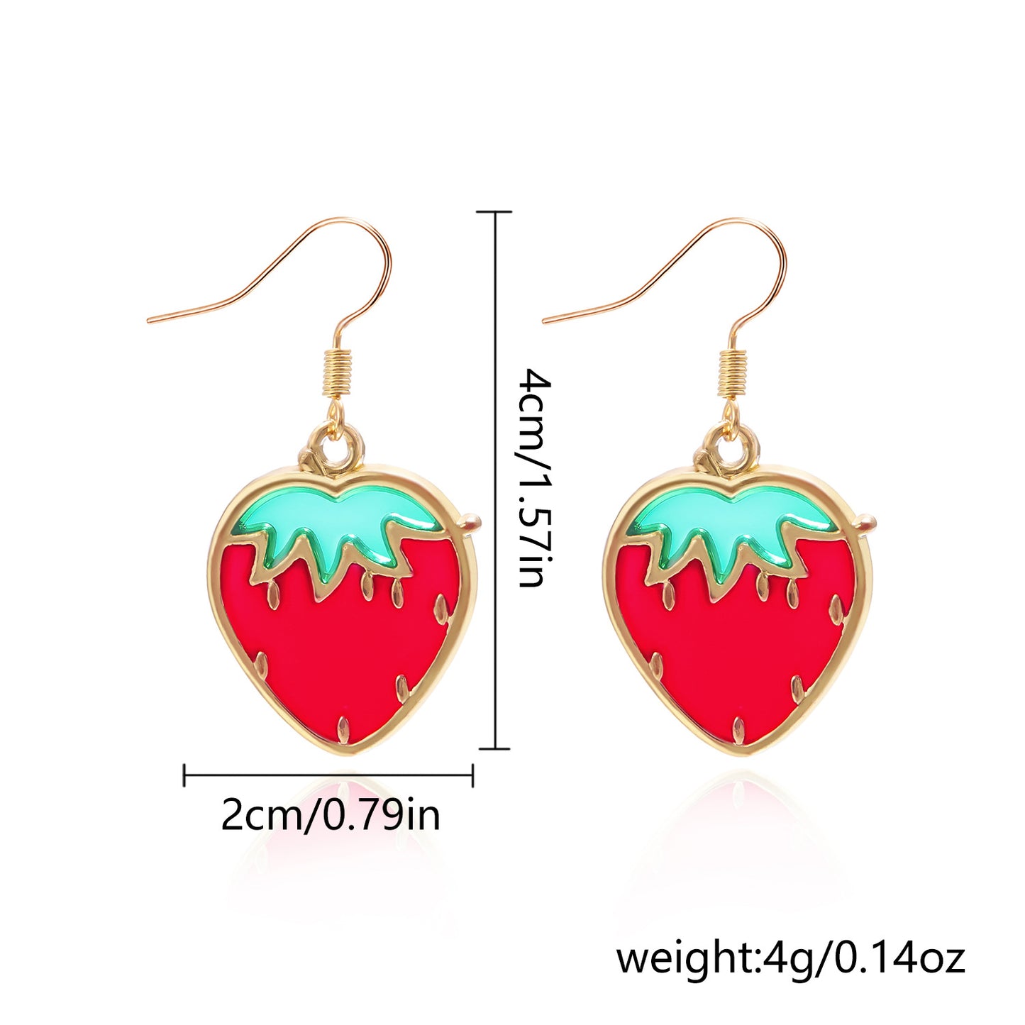 Sweet Style Cute Strawberry Ear Diamond Earrings