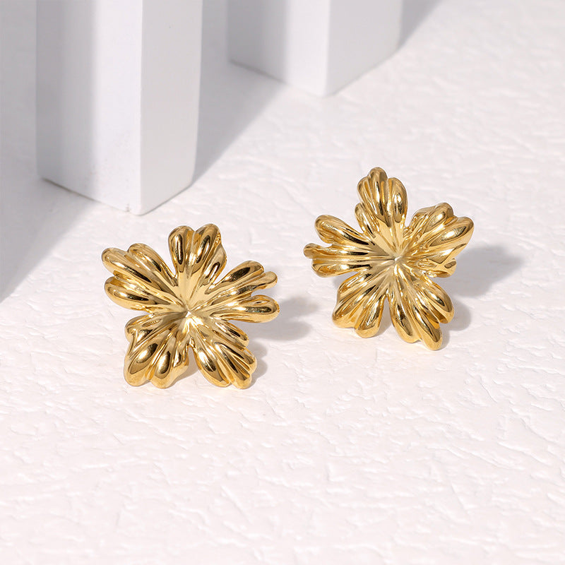 Flower Stainless Steel Sweet Gold-plated High-grade Earrings