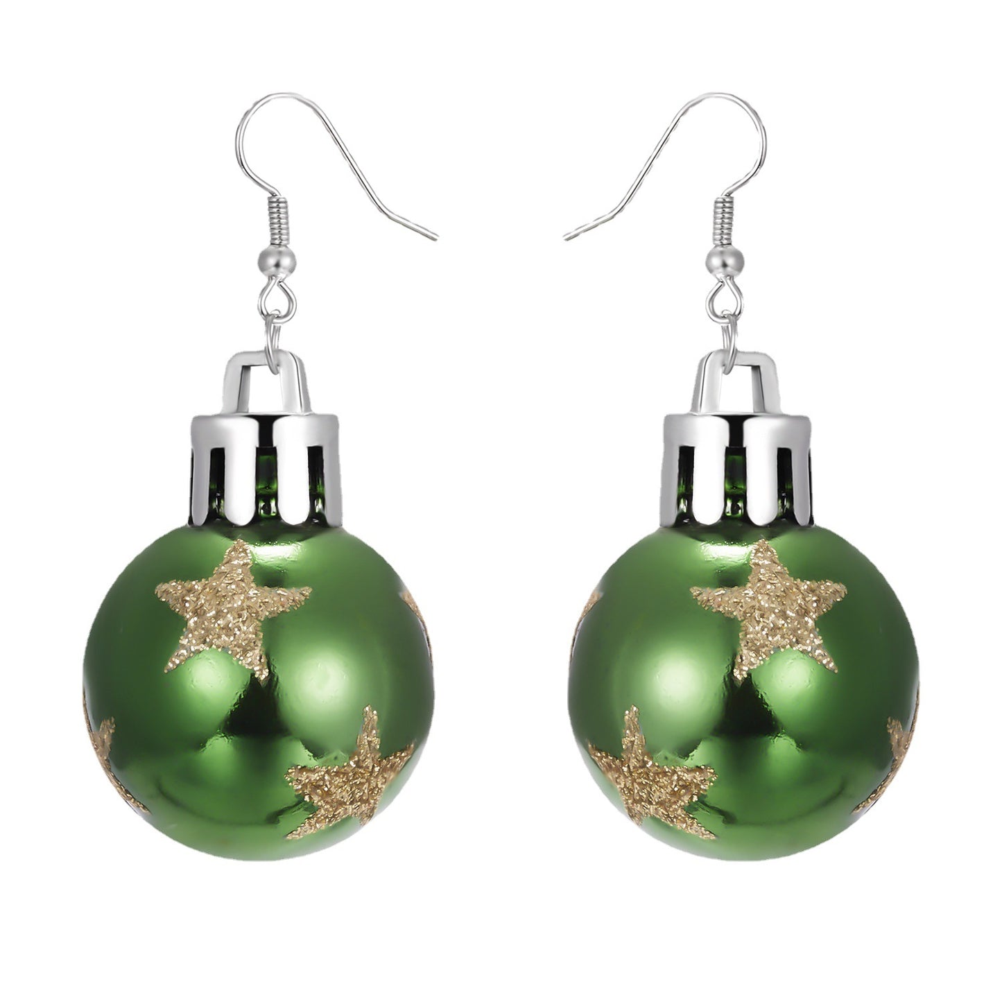 Round Ball Fashion Christmas Bulb Snowflake Earrings