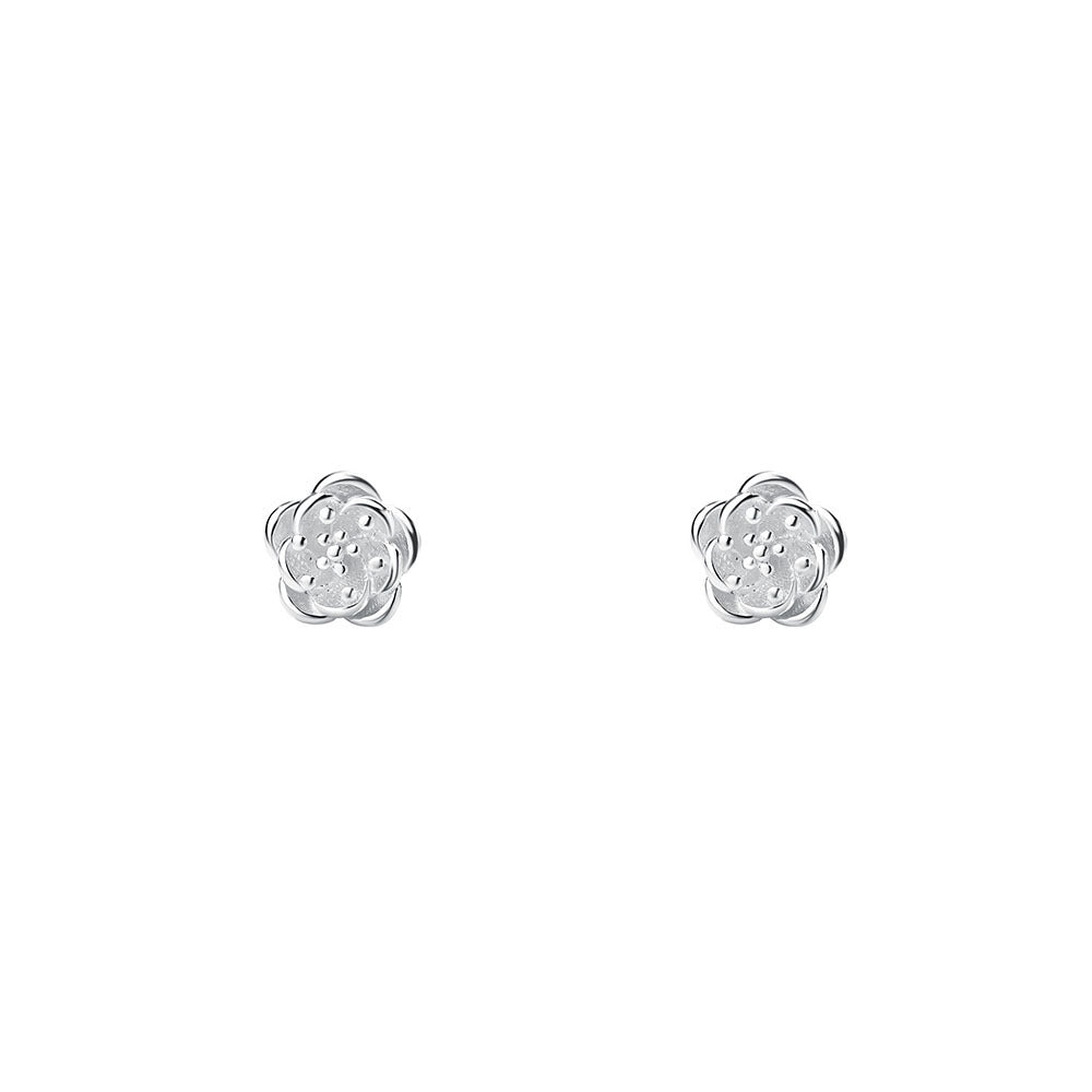 Sterling Sier Camellia Fresh Female Elegant Earrings