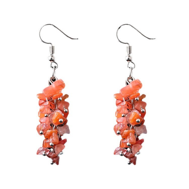 Natural Crystal Stone Eardrops Handmade Gravel Earrings