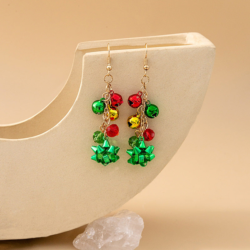 Red Green Snowflake Flower Creative Simple Earrings