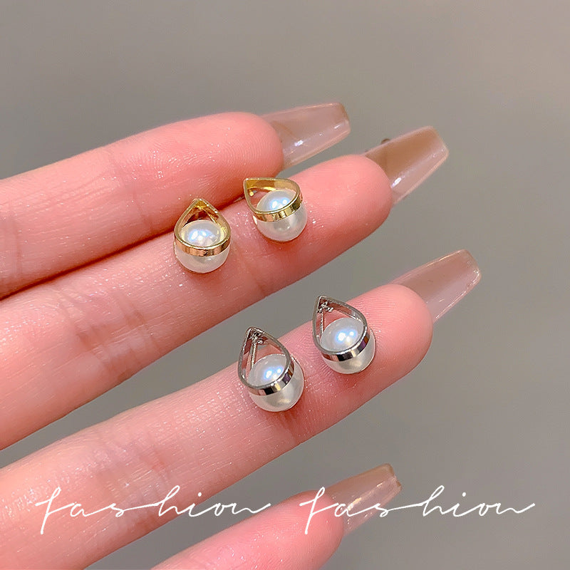 Drop-shaped Niche Retro Simple High-grade Pearl Rings