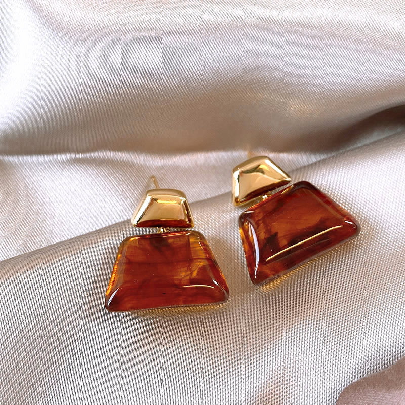 Coffee Color Series Geometric Light Luxury High-grade Temperament Earrings