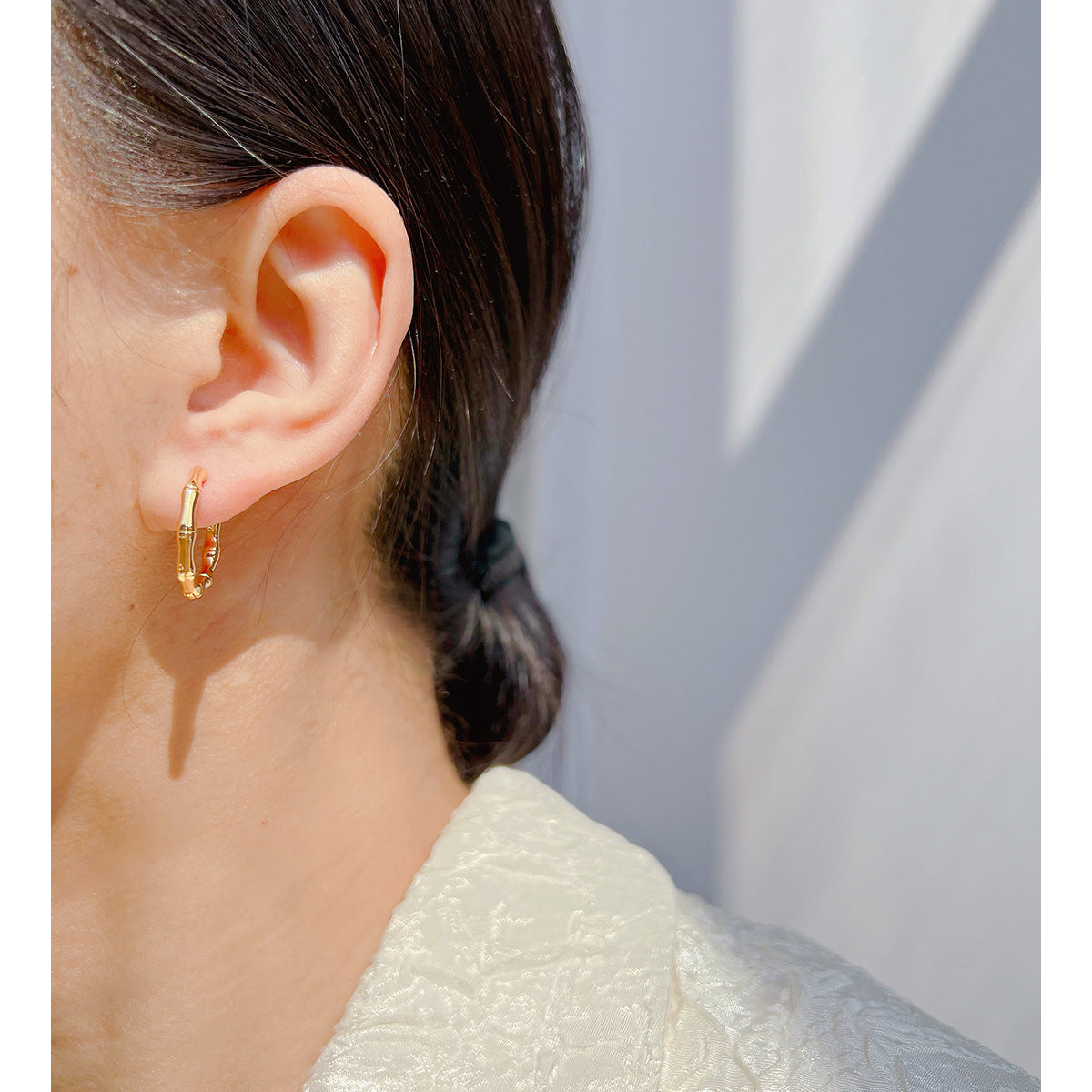 Simple High-grade Bamboo Round Ear Clip Earrings