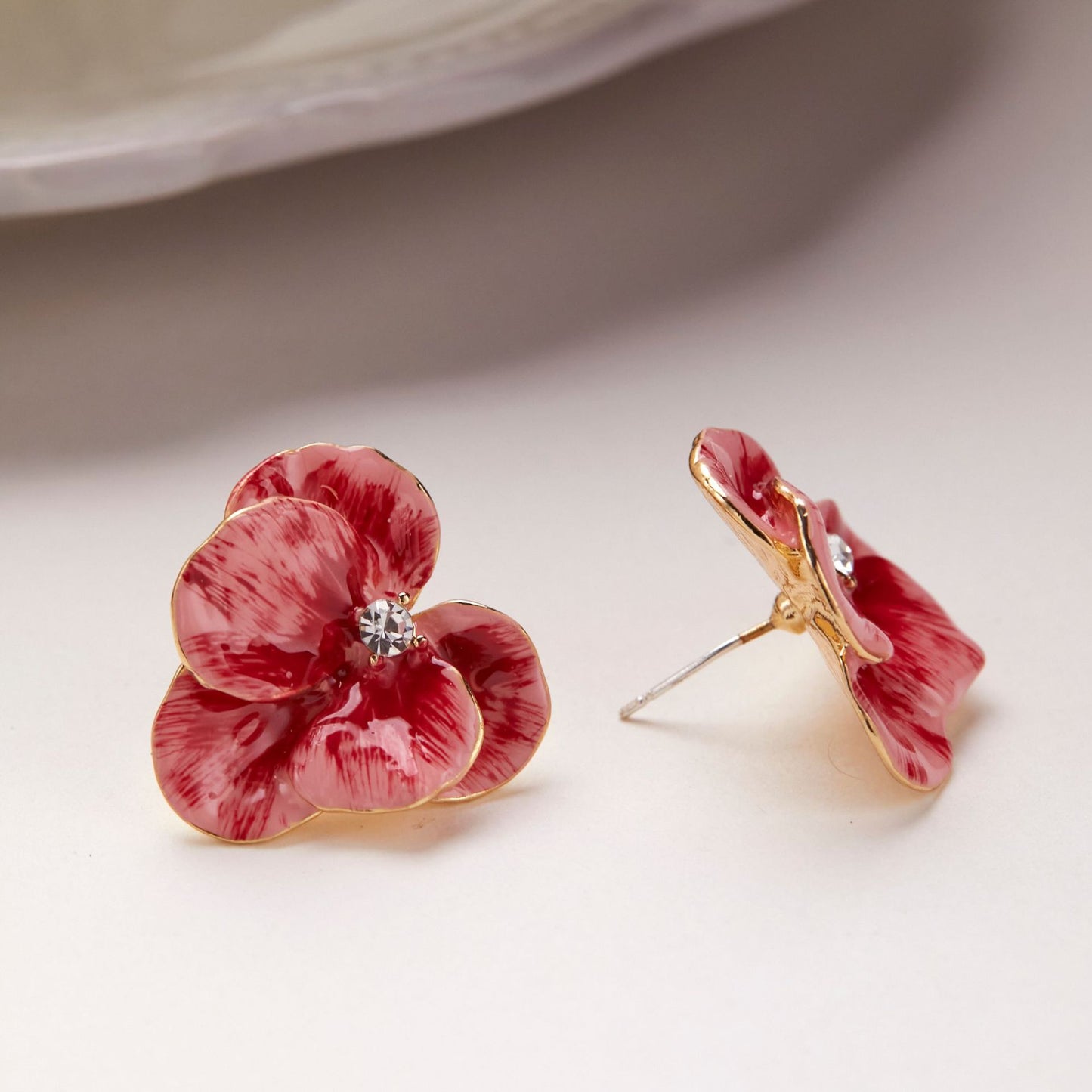 Red Super Fairy Petals Phalaenopsis Mori Style Ear Clip Earrings