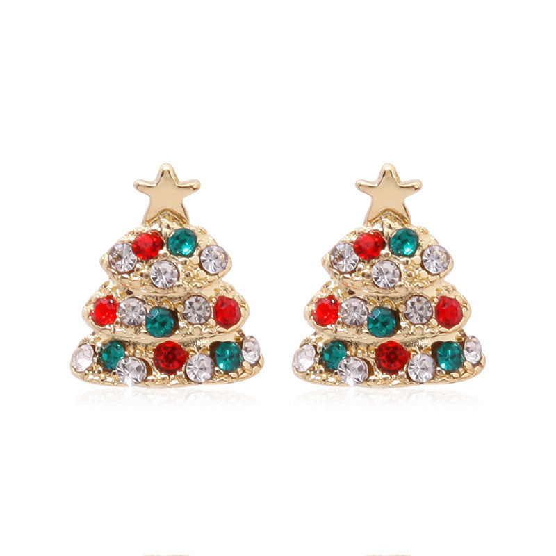 Christmas Series Fashion Delicate Diamond Tree Earrings