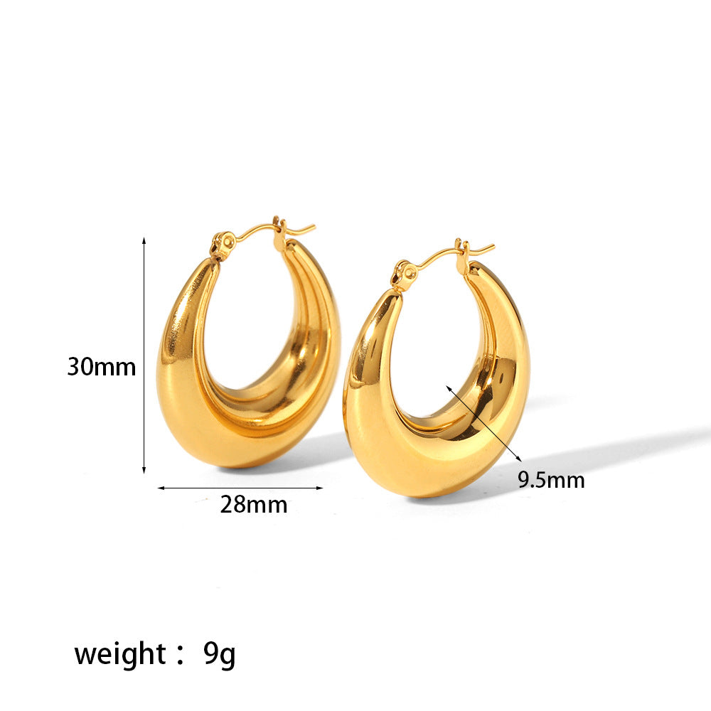 Women's Simple Stylish Gold Stainless Steel Geometric Earrings