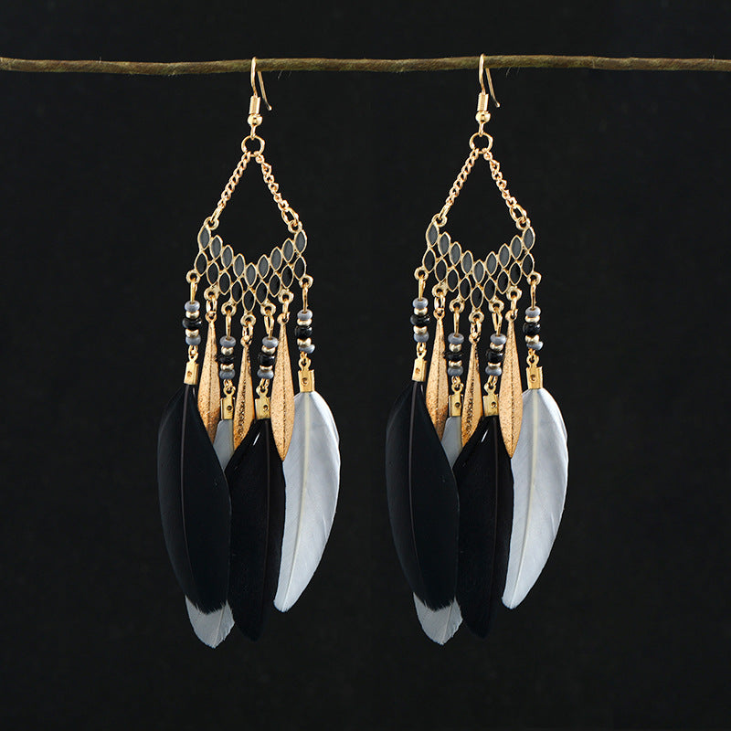 Women's Niche Personality Bohemian Blue Long Yunnan Earrings