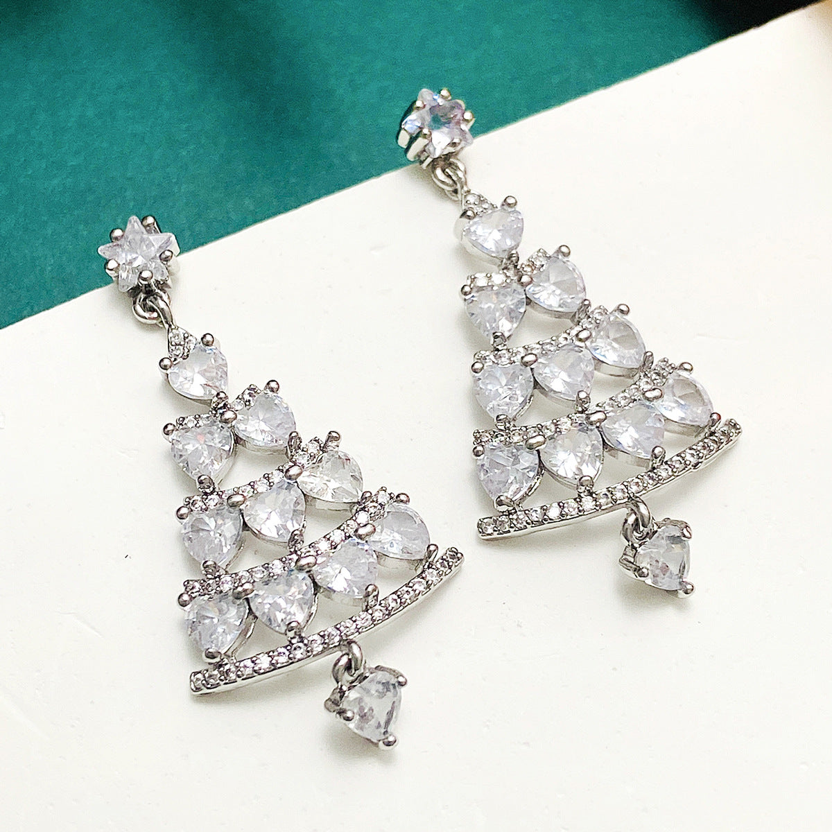 Women's Christmas Tree Light Luxury High-grade Temperament Earrings