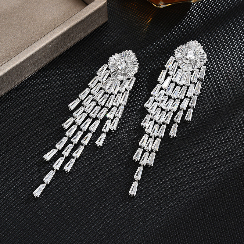 Women's Style Bow Tassel Long High-grade Temperament Earrings