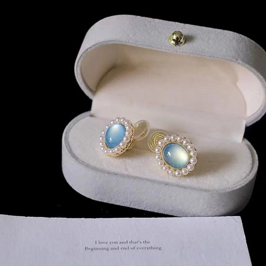 Elegant High-grade Pearl Opal Stone Ear Earrings