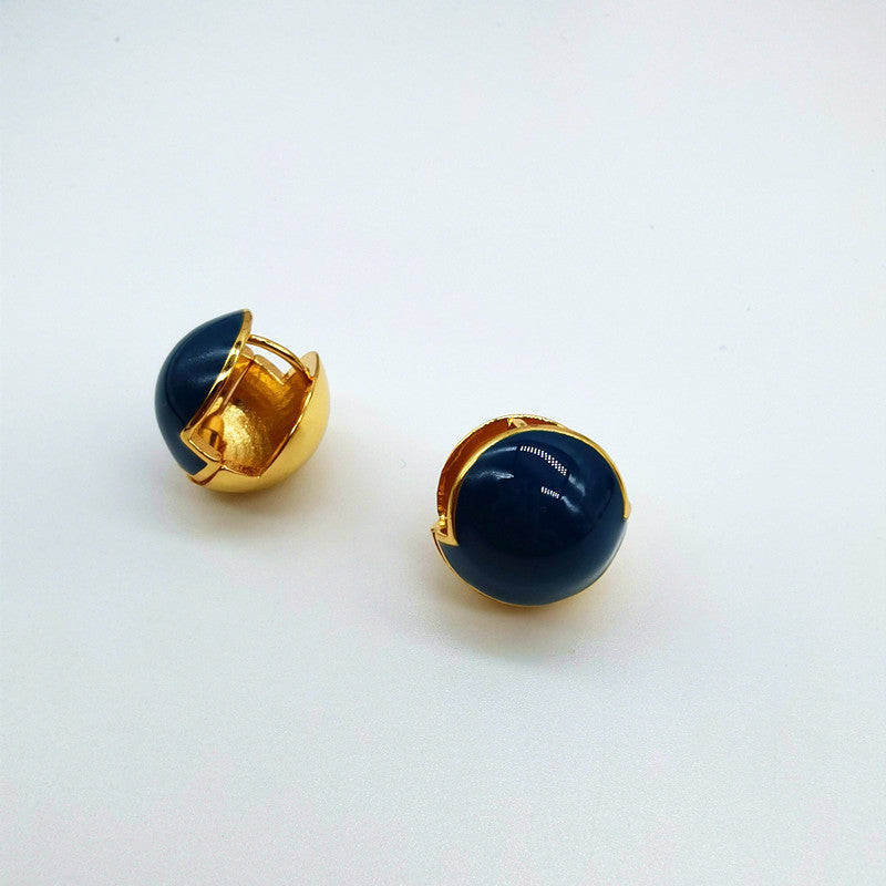 Women's Retro Gold Enamel Ball Fashionable Temperament Earrings