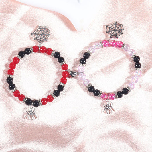 Spider Web Love Heart Magnetic Couple Bracelets