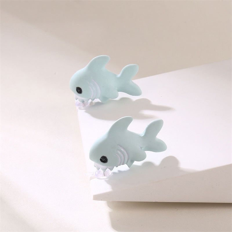 Cartoon Animal Dinosaur Shark Spray Paint Earrings