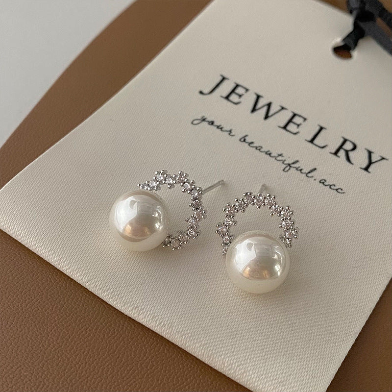 Women's Song Zircon Pearl Design Retro Personality Minimalism Earrings