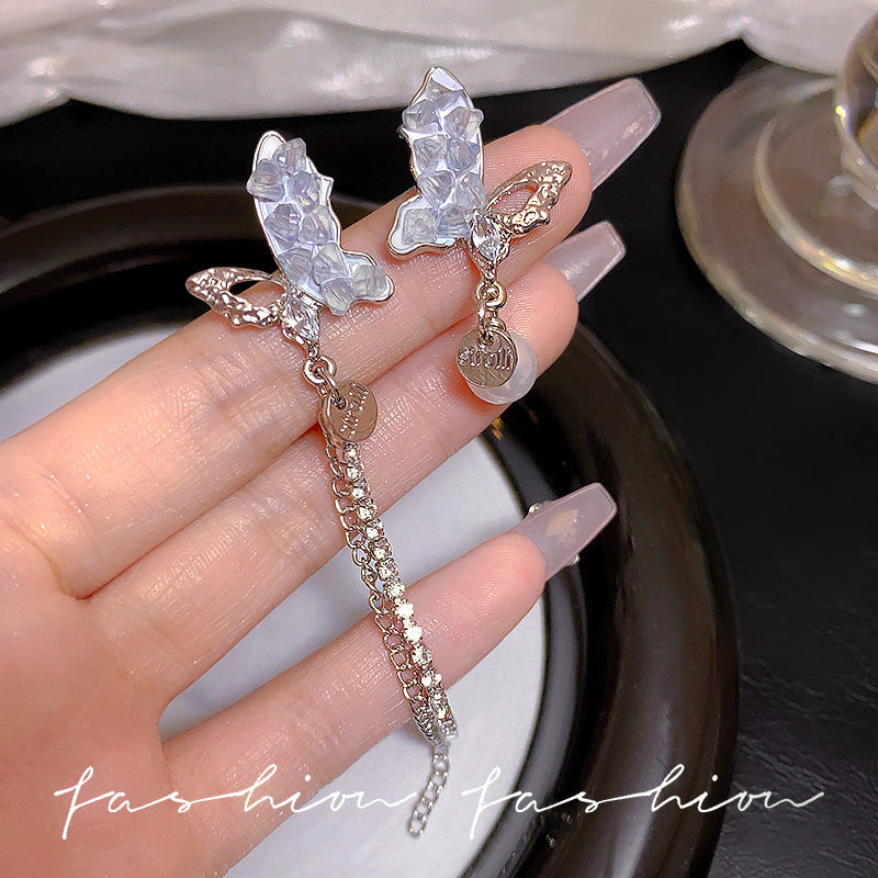 Korean Style Rhinestone Exquisite Tassel High Earrings