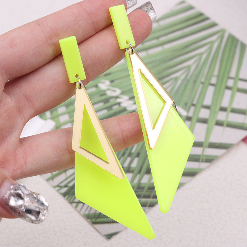 Women's Triangle Acrylic Fluorescent Color Simple Personality Earrings