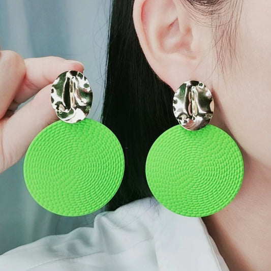 Women's Style Diameter Big Round Slice Spray Paint Exaggerated Popular Earrings