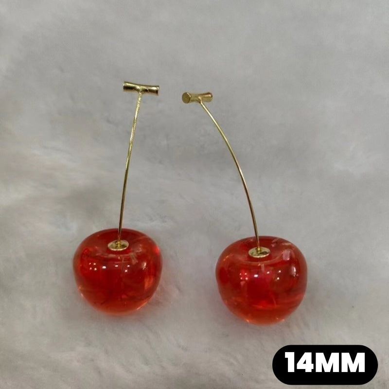 Sier High-grade Cherry Personality Long Fashion Earrings