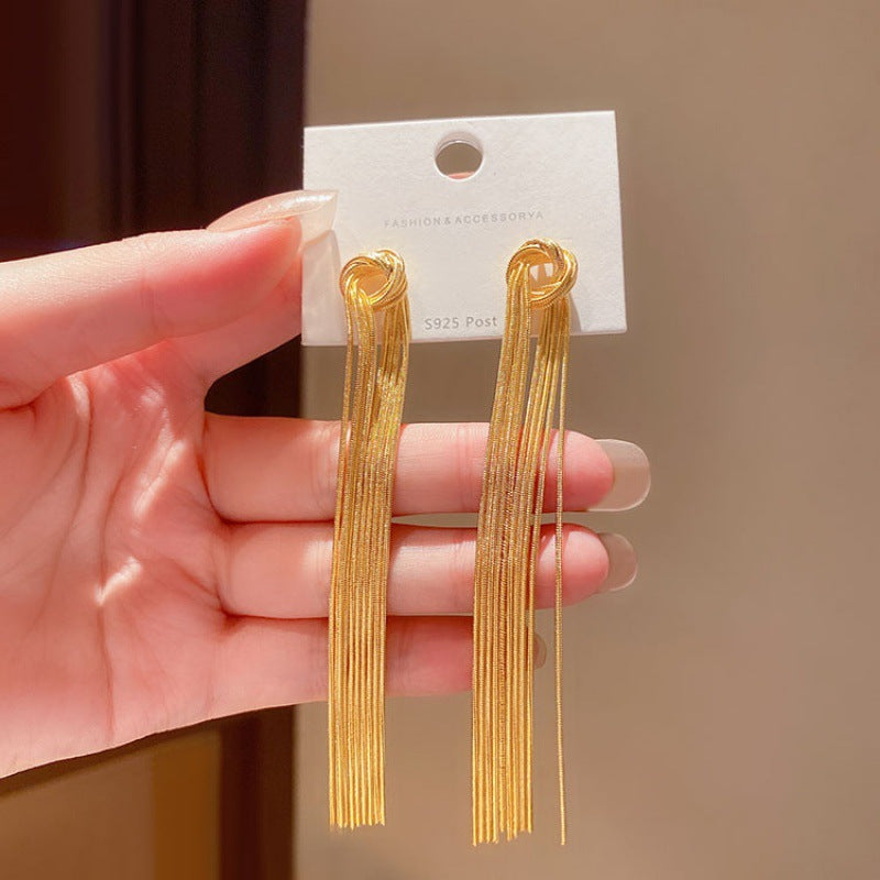 Fashion Commuter Metallic Tassel Chain Female Earrings