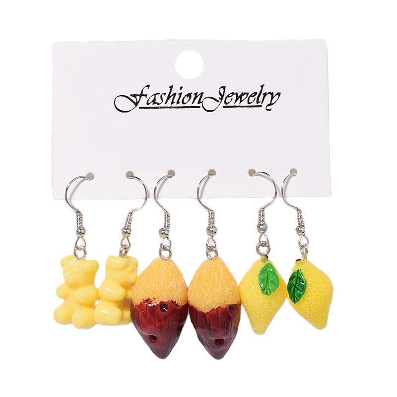 Creative Resin Suit Pairs Of Combination Earrings