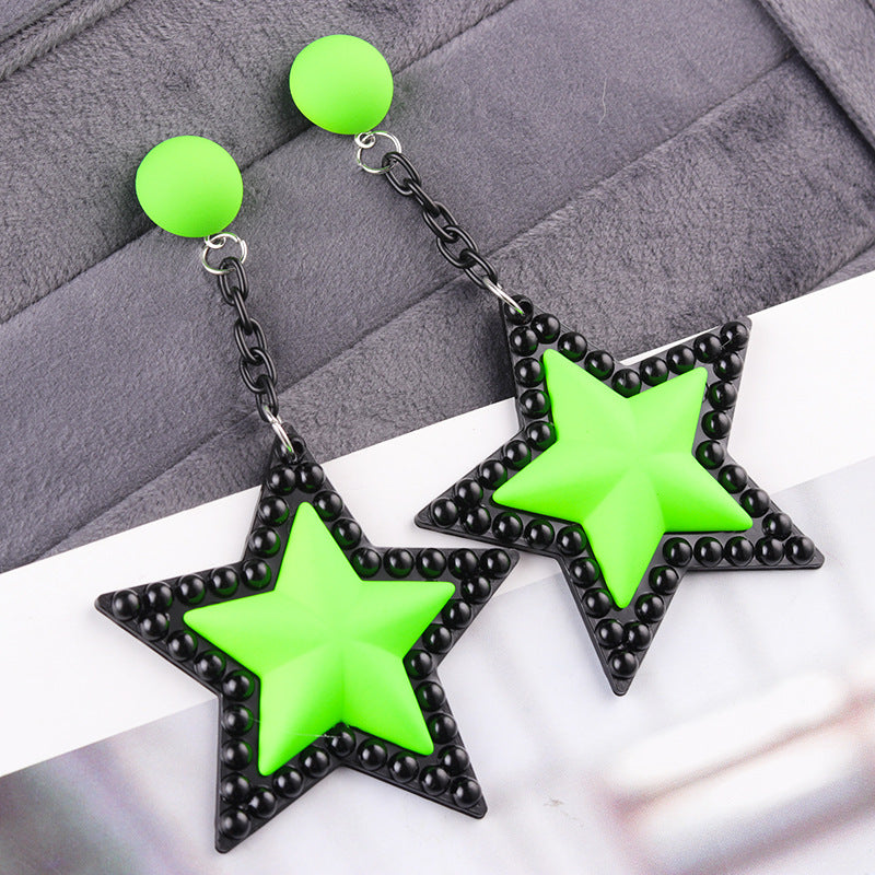 Women's Long Three-dimensional Five-pointed Star Acrylic Party Earrings