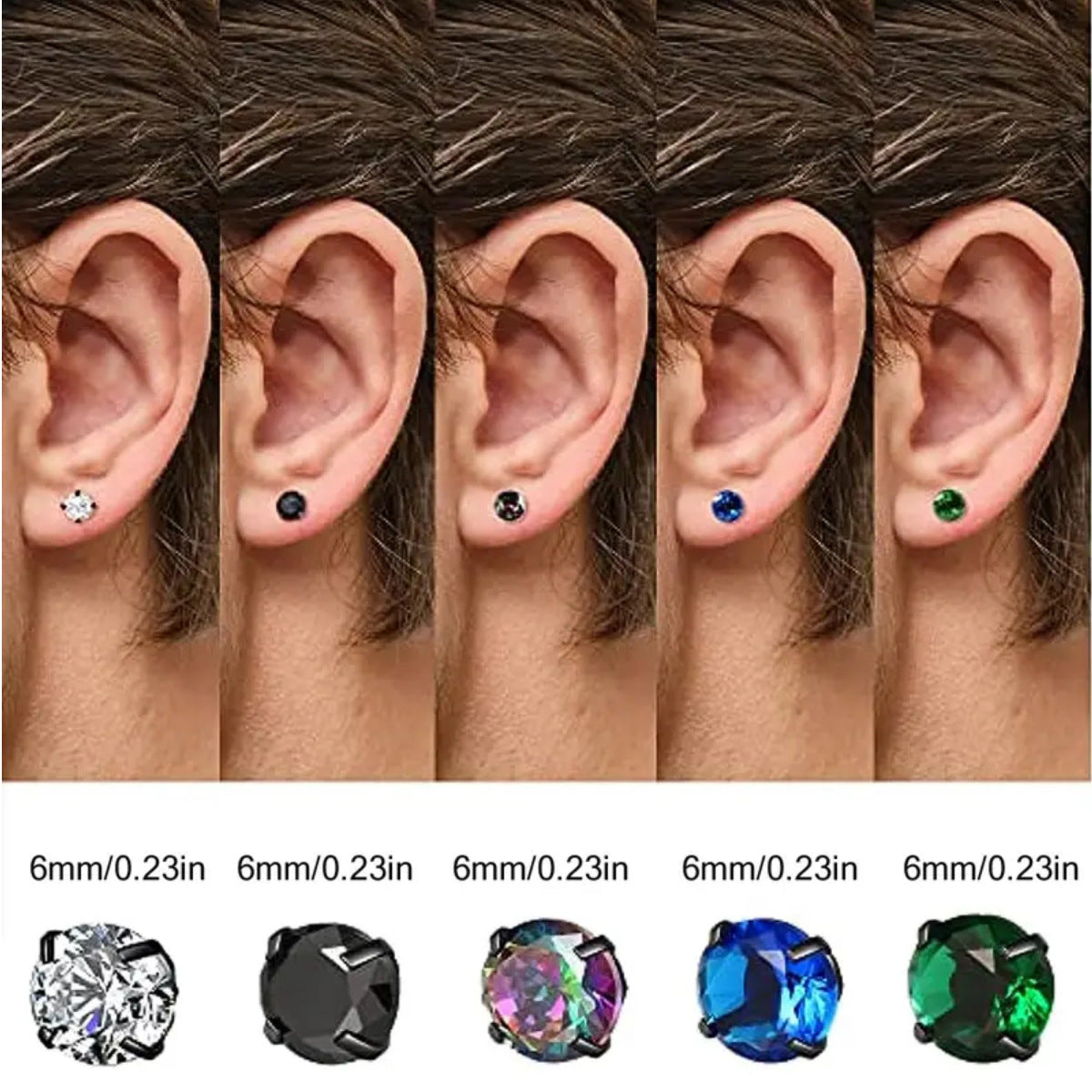 Women's & Men's Stainless Steel Gyrus Small Ear Zircon Earrings