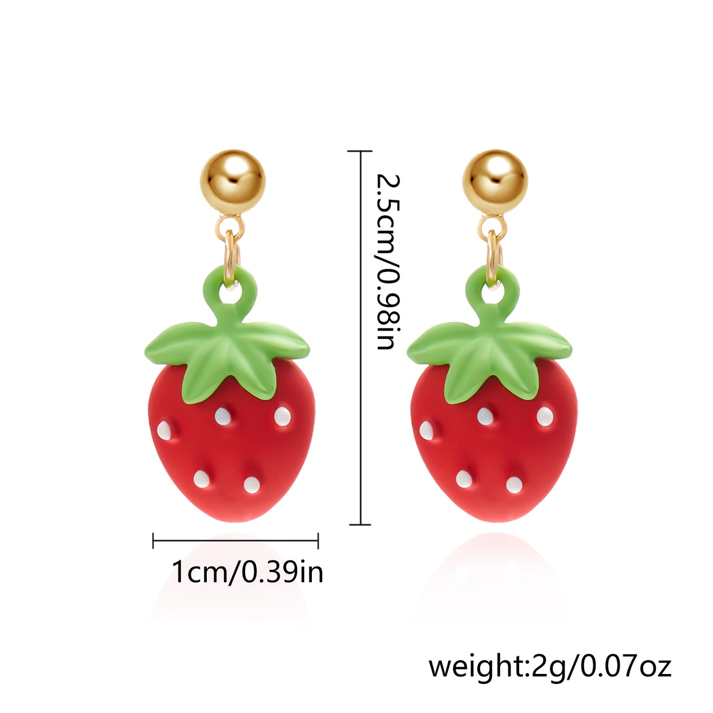 Sweet Style Cute Strawberry Ear Diamond Earrings