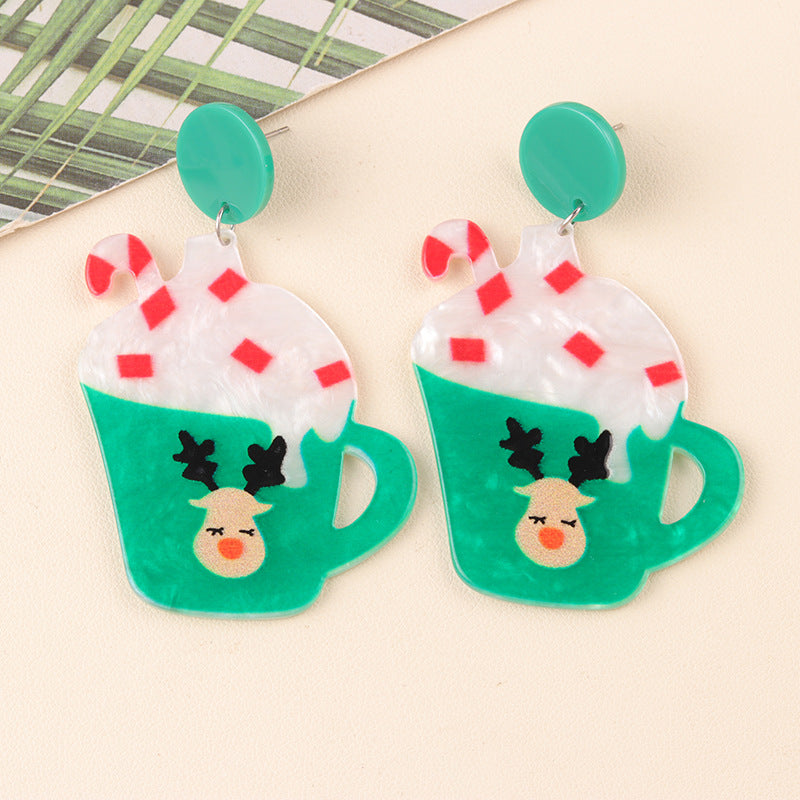 Women's Snowman Acrylic Ear Cartoon Tree Hat Earrings